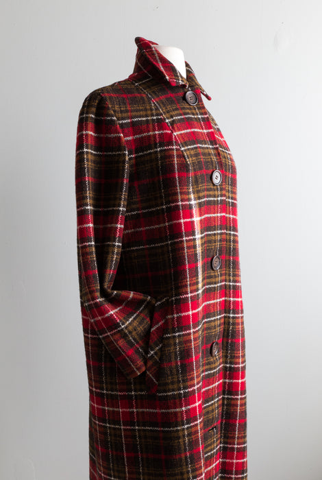 Gorgeous 1960's Pendleton Tartan Plaid Wool Coat / ML