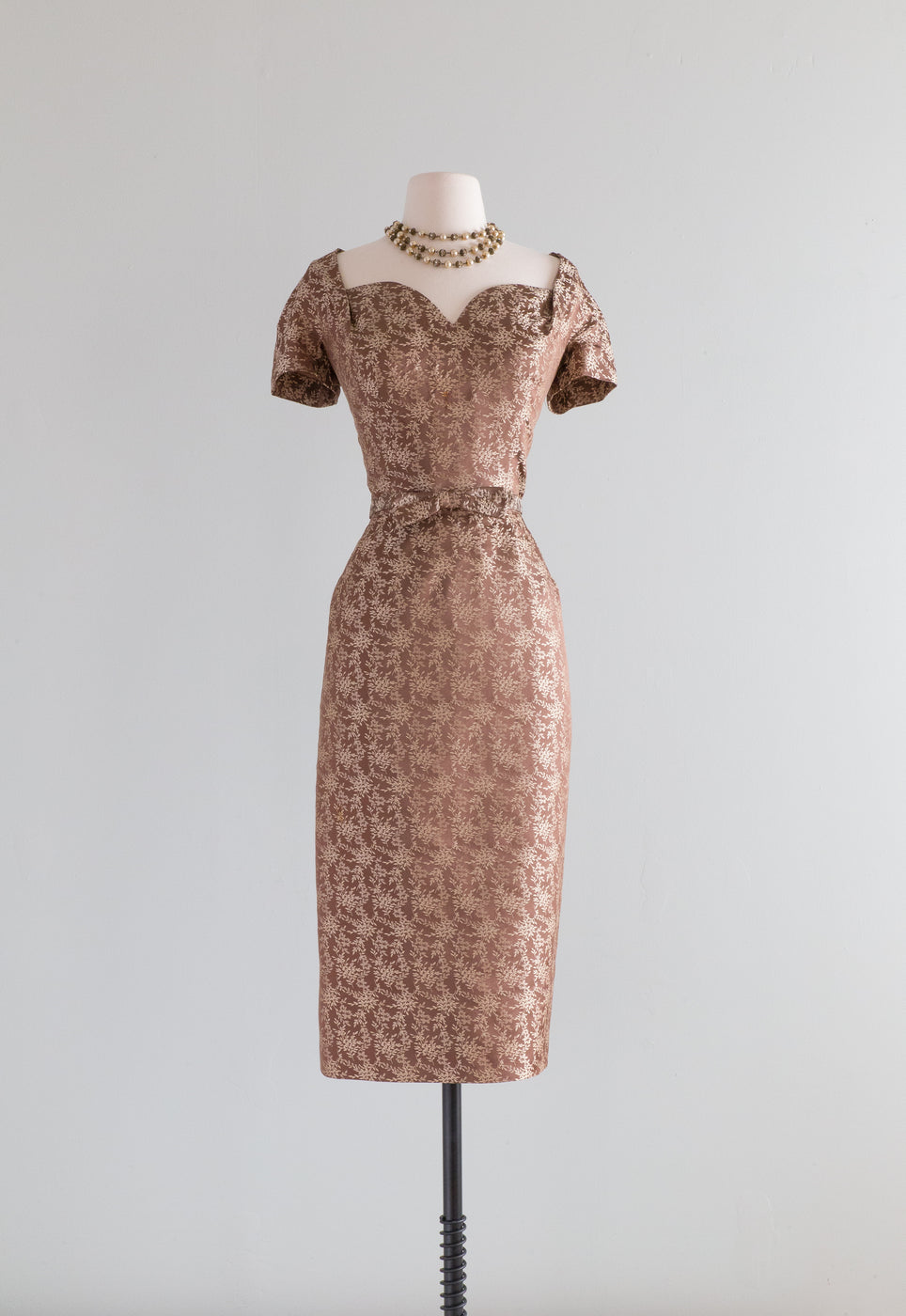 1950s Norman Norell Silk Brocade Cocktail Dress