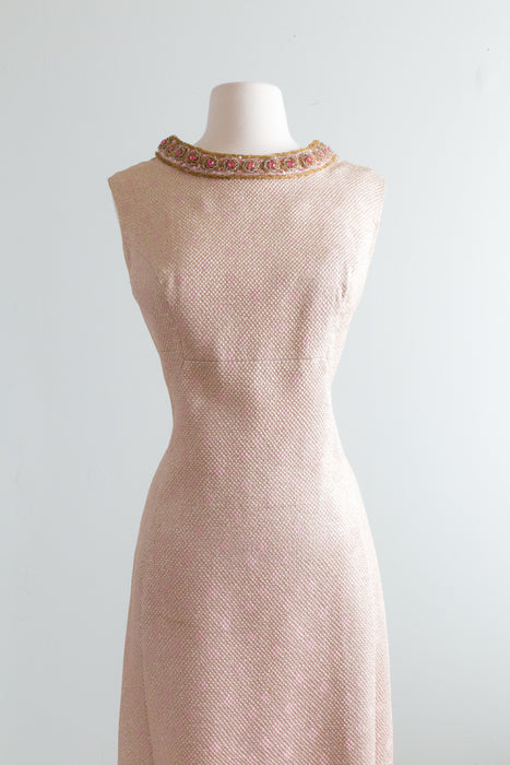 Elegant 1960's Royal Lynne Pink and Gold Evening Gown / Large