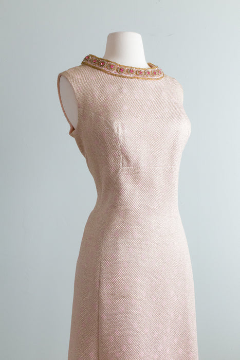Elegant 1960's Royal Lynne Pink and Gold Evening Gown / Large Elegant 1960's Royal Lynne Pink and Gold Evening Gown / Large