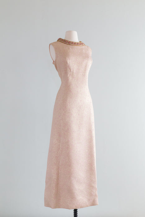 Elegant 1960's Royal Lynne Pink and Gold Evening Gown / Large Xtabay Vintage Elegant 1960's Royal Lynne Pink and Gold Evening Gown / Large Xtabay Vintage