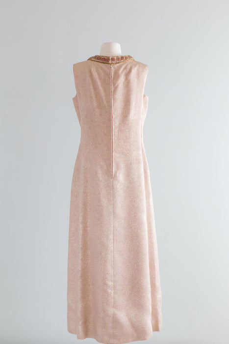 Elegant 1960's Royal Lynne Pink and Gold Evening Gown / Large – Xtabay Vintage Elegant 1960's Royal Lynne Pink and Gold Evening Gown / Large – Xtabay Vintage