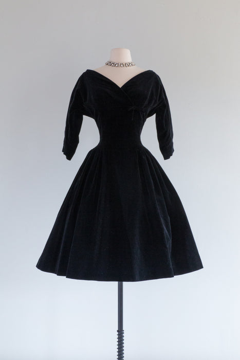 Darling 1950's Black Velvet Party Dress / Small Xtabay Vintage Darling 1950's Black Velvet Party Dress / Small Xtabay Vintage
