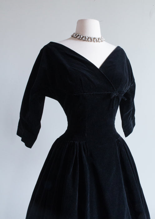 Darling 1950's Black Velvet Party Dress / Small