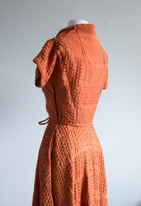 Stunning 1940's Ceil Chapman Cinnamon Evening Dress / Waist 26"