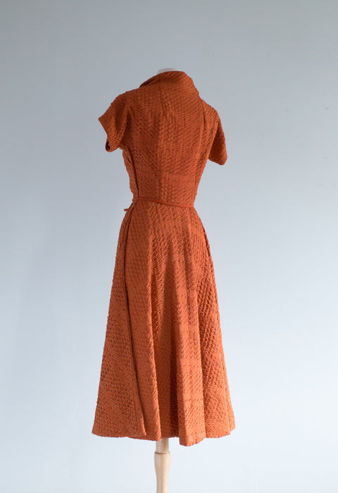 Stunning 1940's Ceil Chapman Cinnamon Evening Dress / Waist 26"