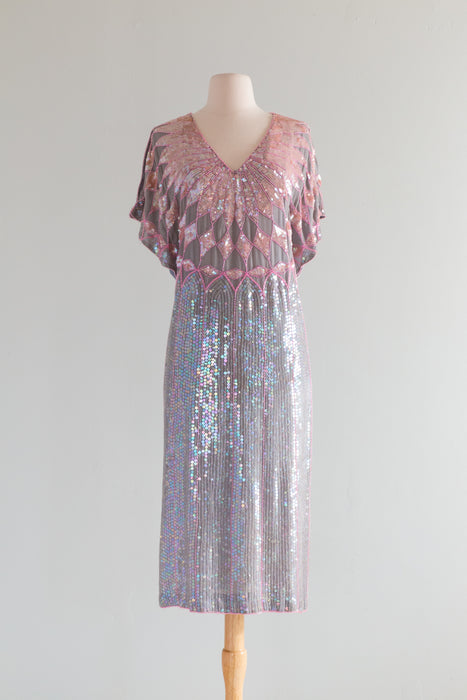 Vintage 1920's Style Unicorn Flapper Dress From The 80's / Medium
