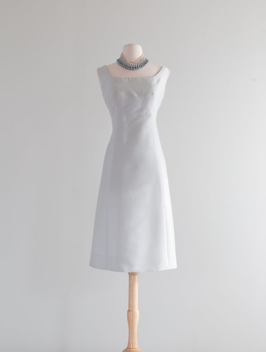Vintage 1960's Shantung Silk Glass Blue Evening Dress / ML