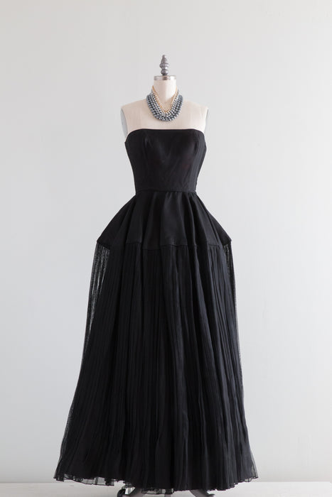 Iconic Early 1950's Ceil Chapman Strapless Black Evening Gown / Waist Xtabay Vintage Iconic Early 1950's Ceil Chapman Strapless Black Evening Gown / Waist Xtabay Vintage