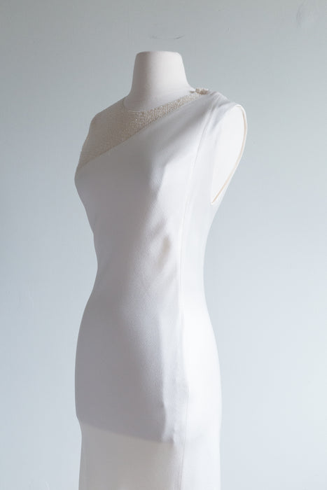 Vintage 1990's Narcisco Rodriguez Ivory Silk Bias Cut Wedding Gown / Size 8