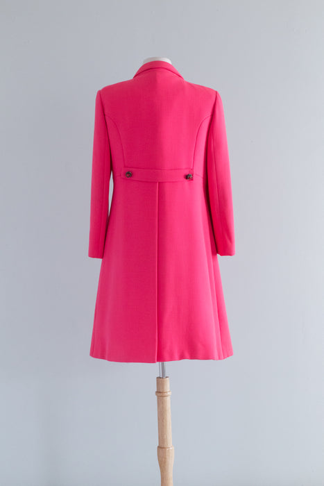Fabulous 1960's SHOCKING PINK Wool Coat And Dress Set / SM