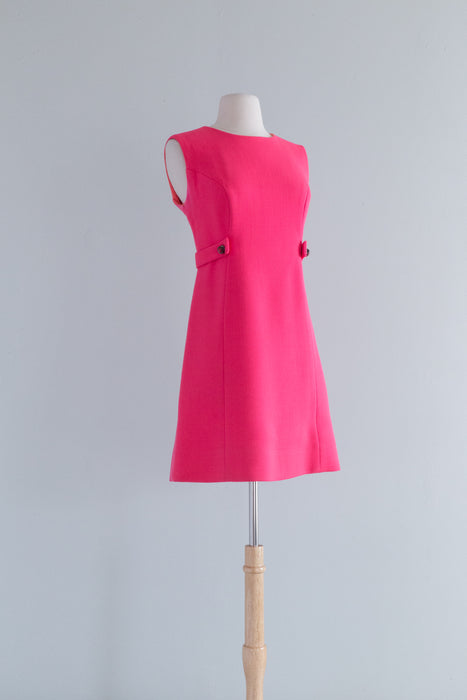 Fabulous 1960's SHOCKING PINK Wool Coat And Dress Set / SM