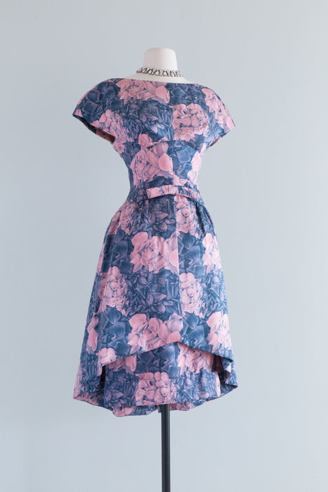 Stunning 1960's Silk Floral Print Party Dress By Werle / SM