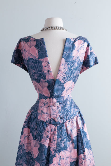 Stunning 1960's Silk Floral Print Party Dress By Werle / SM