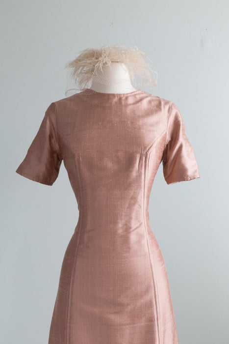 Chic 1960's Rose Gold Silk Shift Dress / SM Xtabay Vintage Chic 1960's Rose Gold Silk Shift Dress / SM Xtabay Vintage