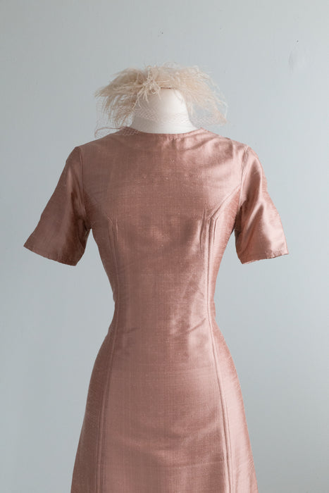 Chic 1960's Rose Gold Silk Shift Dress / SM Xtabay Vintage Chic 1960's Rose Gold Silk Shift Dress / SM Xtabay Vintage