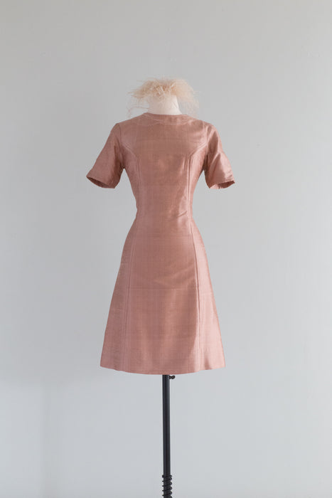 Chic 1960's Rose Gold Silk Shift Dress / SM