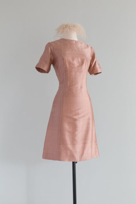 Chic 1960's Rose Gold Silk Shift Dress / SM Xtabay Vintage Chic 1960's Rose Gold Silk Shift Dress / SM Xtabay Vintage