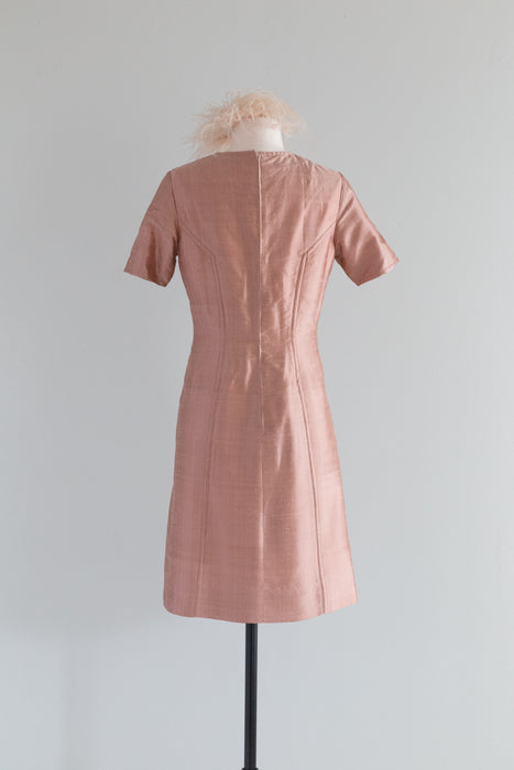Chic 1960's Rose Gold Silk Shift Dress / SM
