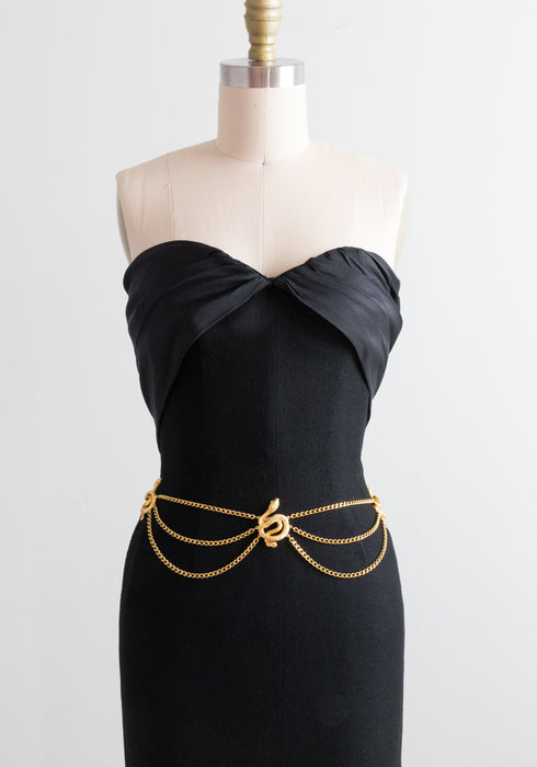 Sexy 1950's Black Strapless Cocktail Dress From Best's Apparel / XS
