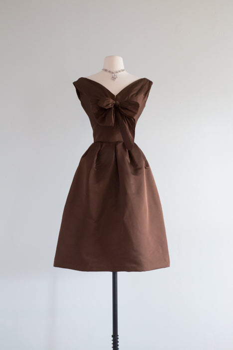 Late 1950's Pauline Trigere Couture Silk Evening Dress / XS