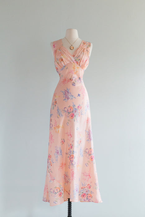 Beautiful 1930's Rayon Bias Cut Nightgown By Tru-Form / M