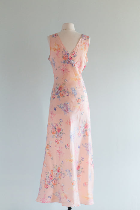 Beautiful 1930's Rayon Bias Cut Nightgown By Tru-Form / M