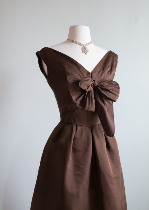 Late 1950's Pauline Trigere Couture Silk Evening Dress / XS