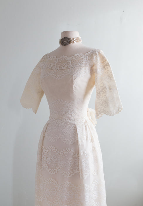 Elegant 1960's William Cahill Lace Wedding Gown / SM