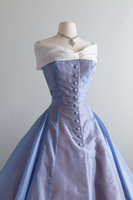 Exquisite 1950's Ocean Blue Ceil Chapman Party Dress / Small