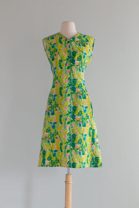 Fabulous 1960's Impressionist Silk Coat & Dress Set By Abe Schrader / ML