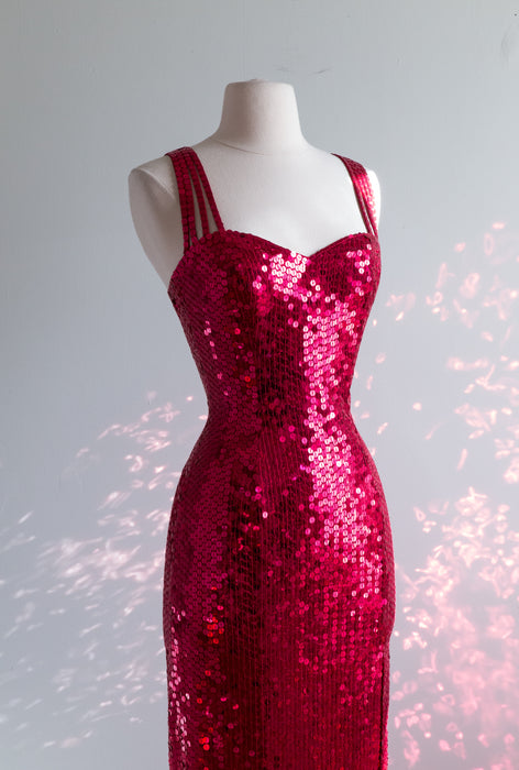Fabulous Vintage Cherry Red Sequined Bombshell Gown / Small – Xtabay Vintage Fabulous Vintage Cherry Red Sequined Bombshell Gown / Small – Xtabay Vintage