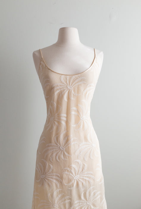 Delicate 1980's Silk and Lace Chemise Set By Peggy Jennings / SM