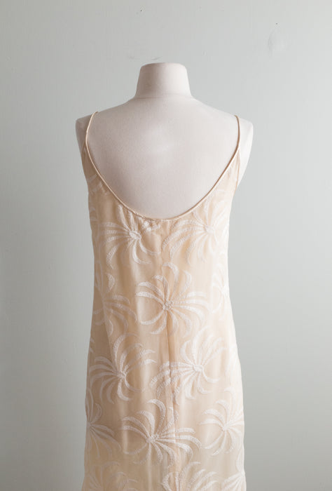 Delicate 1980's Silk and Lace Chemise Set By Peggy Jennings / SM