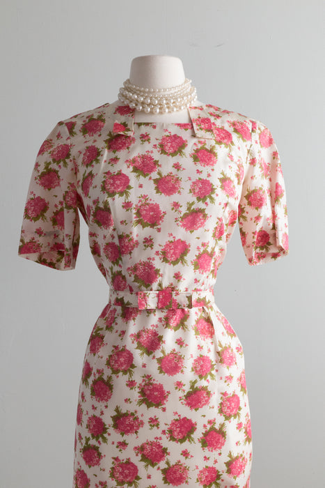 Fabulous 1950's Rose Print Dress & Jacket Set / M