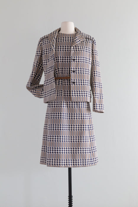 Chic 1960's Mod Dress Set From Neiman Marcus By Abe Schrader / ML