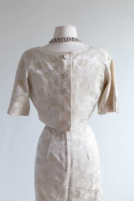 Darling 1960's Ivory Brocade Courthouse Wedding Dress Set / Medium