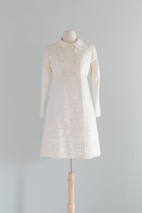 Darling 1960's Ivory Brocade Courthouse Wedding Dress Set By Jr.Theme / Small