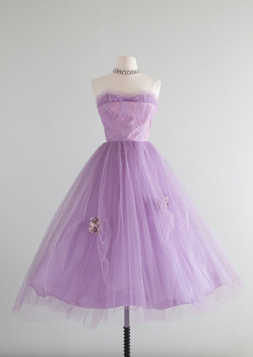 1950's Lavender Haze Strapless Sweetheart Prom Dress / XS