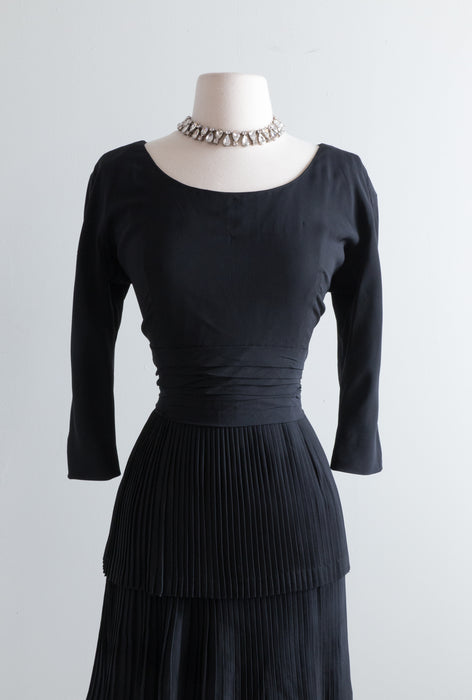 Elegant 1950's Finely Pleated Evening Dress By Larry Aldrich / Medium