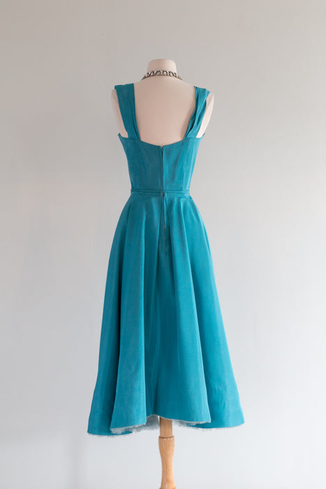 Stunning 1950's Ceil Chapman Cocktail Dress in Cerulean Blue / Small