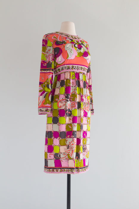 Iconic 1960's Emilio Pucci Cashmere and Silk Occasion Dress / Medium