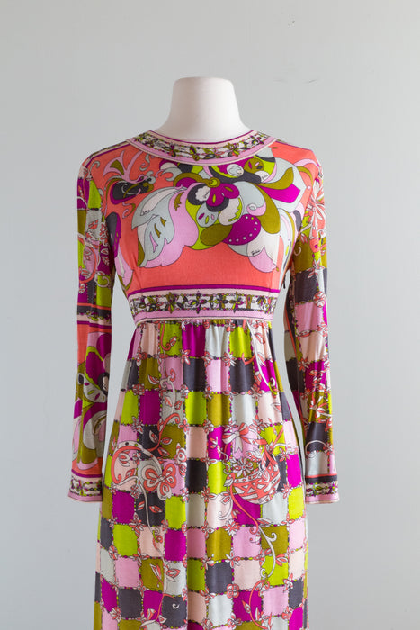 Iconic 1960's Emilio Pucci Cashmere and Silk Occasion Dress / Medium