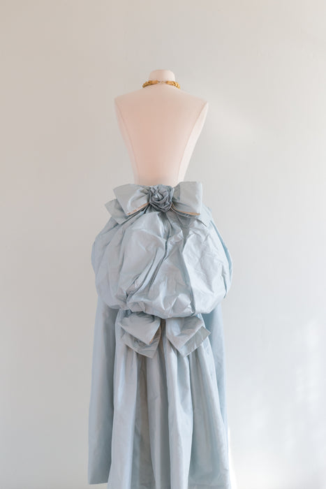 Spectacular 1950's Couture Sky Blue Silk Skirt / Medium