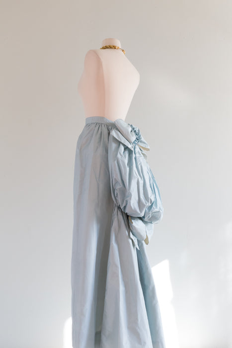 Spectacular 1950's Couture Sky Blue Silk Skirt / Medium