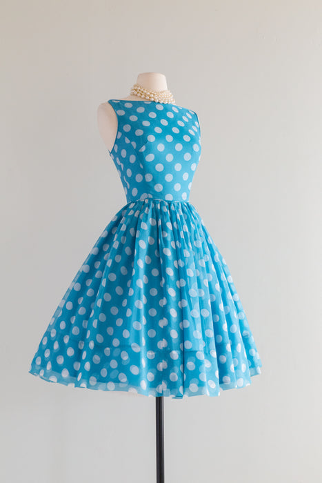 Iconic Early 1960's Jonathan Logan Polka Dot Dress / XXS