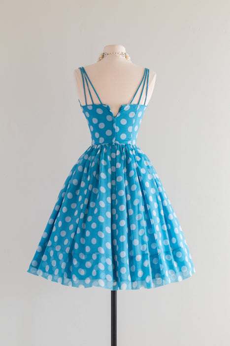 Iconic Early 1960's Jonathan Logan Polka Dot Dress / XXS