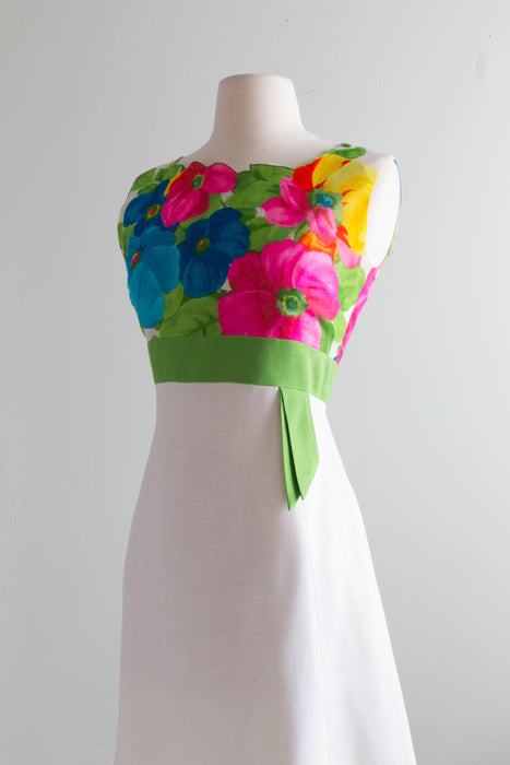 Lovely 1960's Jeanette Alexander Spring Floral Dress / Small