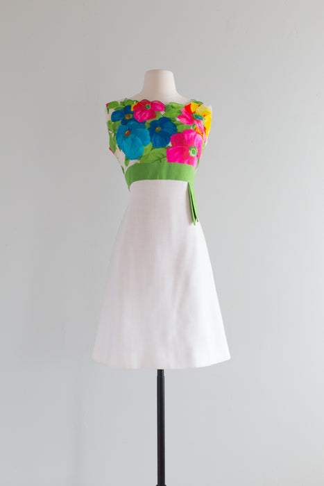 Lovely 1960's Jeanette Alexander Spring Floral Dress / Small