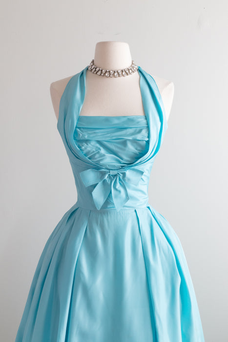 Stunning 1950's Tiffany Blue Ball Gown By Lorie Deb / Small
